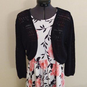 AGB: Modest Black Lacey Crochet Shrug Bolero Jacket Grandma core Grannycor